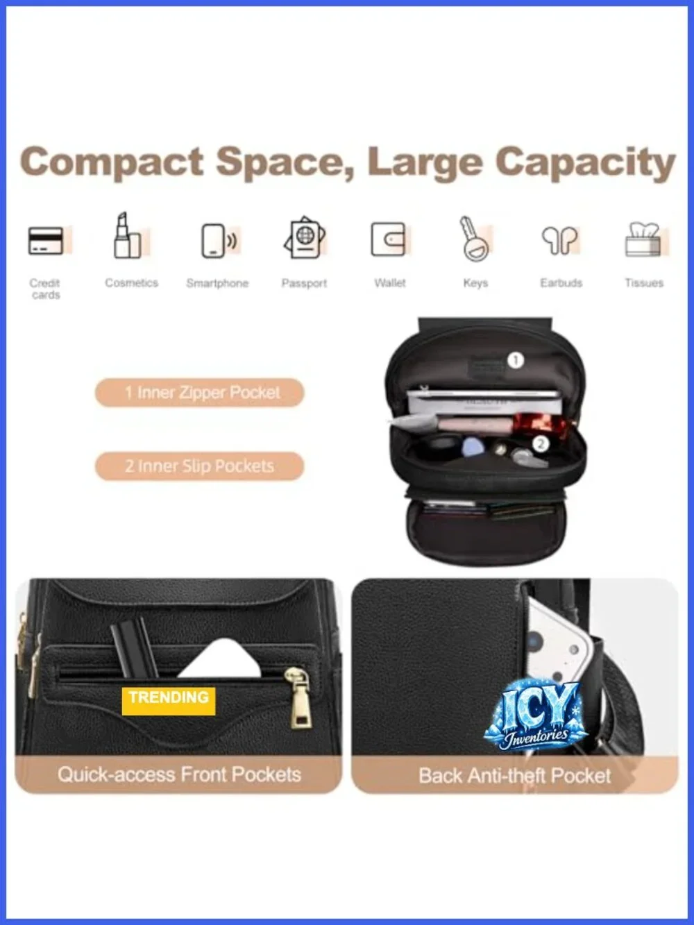 Mini Backpack Purse Women RFID Blocking Vegan Leather Travel Daypack Tablet
